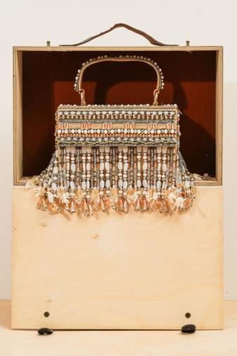 Multicolor silk beads embroidered clutch