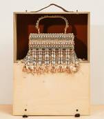 Multicolor silk beads embroidered clutch