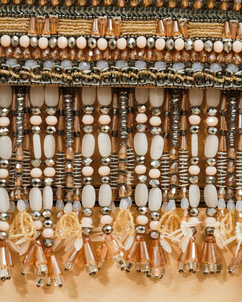 Multicolor silk beads embroidered clutch