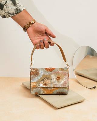 multicolor silk sequin embroidered handheld clutch 1