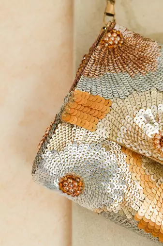multicolor silk sequin embroidered handheld clutch