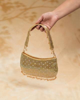gold silk embroidered party clutch bag 1