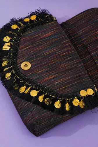 multicolor boho-style jacquard thread embroidered clutch