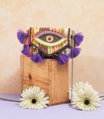 Multicolor jacquard beads embroidered clutch