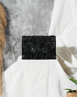 black velvet sequin embroidered party wear clutch 1