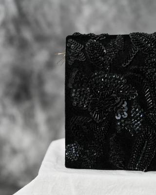 black velvet sequin embroidered party wear clutch 2