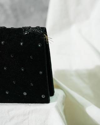 black velvet sequin embroidered party wear clutch 3