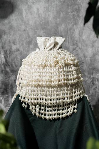Pearl embroidered silk potli bag