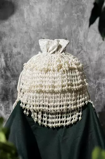 Pearl embroidered silk potli bag