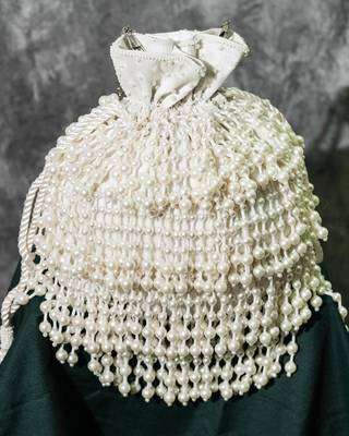 white pearl embroidered silk potli bag 2