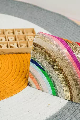 handcrafted multicolor silk sequin embroidered handheld clutch