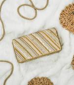 Gold silk sequin embroidered clutch
