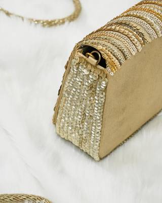 handcrafted gold silk sequin embroidered party clutch 3