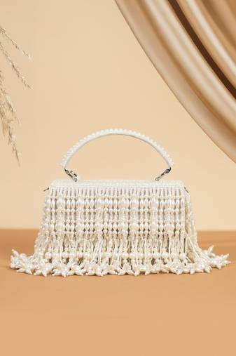 Pearl embroidered silk potli bag