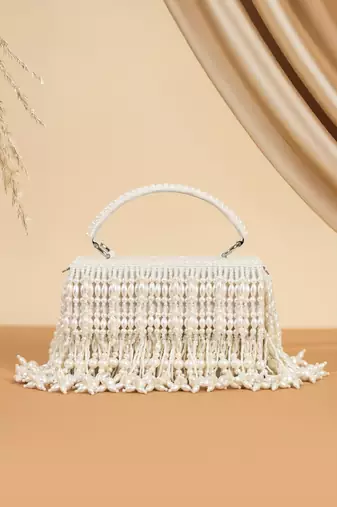 Pearl embroidered silk potli bag
