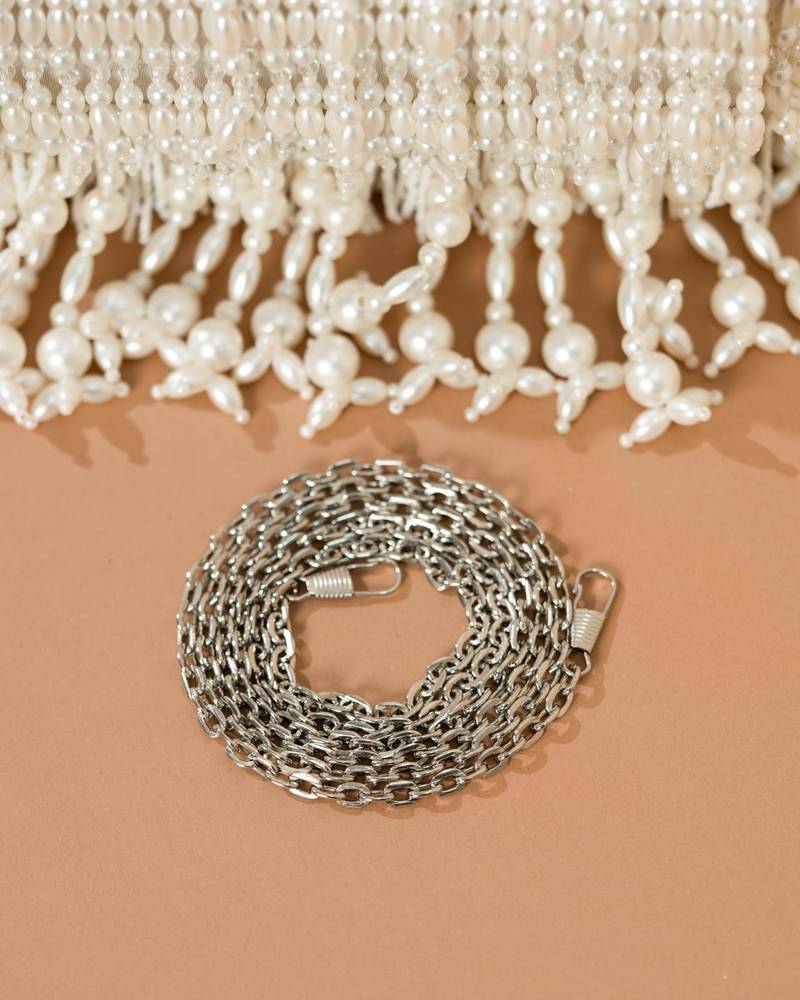 Pearl embroidered silk potli bag