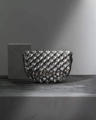 shimmer grey silk sequin embroidered handheld clutch 1