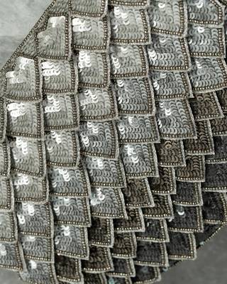 shimmer grey silk sequin embroidered handheld clutch 3