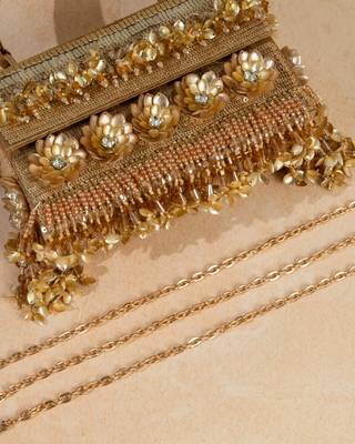 gold silk floral embroidered party clutch for women 4
