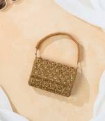 Gold silk sequin embroidered clutch