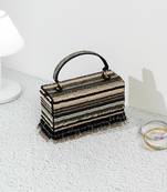 Black silk sequin embroidered clutch