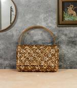 Gold silk sequin embroidered clutch