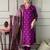 Purple viscose chanderi heavy thread embroidered work kurta pant set