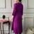Purple viscose chanderi heavy thread embroidered work kurta pant set
