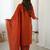 Rust chanderi silk thread embroidered with sequins work kurta pant set