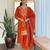 Rust viscose chanderi heavy thread embroidered work kurta pant set
