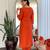 Rust viscose chanderi heavy thread embroidered work kurta pant set