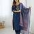 Navy blue chanderi silk heavy thread embroidered work with printed dupatta kurta pant set