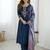 Navy blue chanderi silk heavy thread embroidered work with printed dupatta kurta pant set