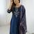 Navy blue chanderi silk heavy thread embroidered work with printed dupatta kurta pant set