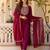 Maroon rayon thread embroidered with sequins work kurta pant set