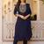 Navy blue rayon thread embroidered with sequins work kurta pant set