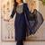 Navy blue rayon thread embroidered with sequins work kurta pant set