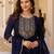 Navy blue rayon thread embroidered with sequins work kurta pant set