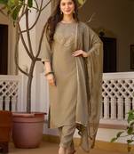 Pista rayon thread embroidered with sequins work kurta pant set