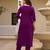 Wine rayon thread embroidered with sequins work kurta pant set