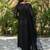 Black faux georgette thread embroidered with sequins work kurta pant set