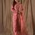 Pink roman linen slub printed kurta pant set