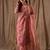 Pink roman linen slub printed kurta pant set