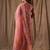 Pink roman linen slub printed kurta pant set