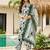 Off white silk blend printed kurta pant set