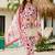 Off white silk blend printed kurta pant set