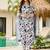 Off white silk blend printed kurta pant set