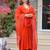 Orange viscose chanderi heavy thread embroidered work kurta pant set