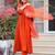 Orange viscose chanderi heavy thread embroidered work kurta pant set