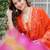 Orange viscose chanderi heavy thread embroidered work kurta pant set